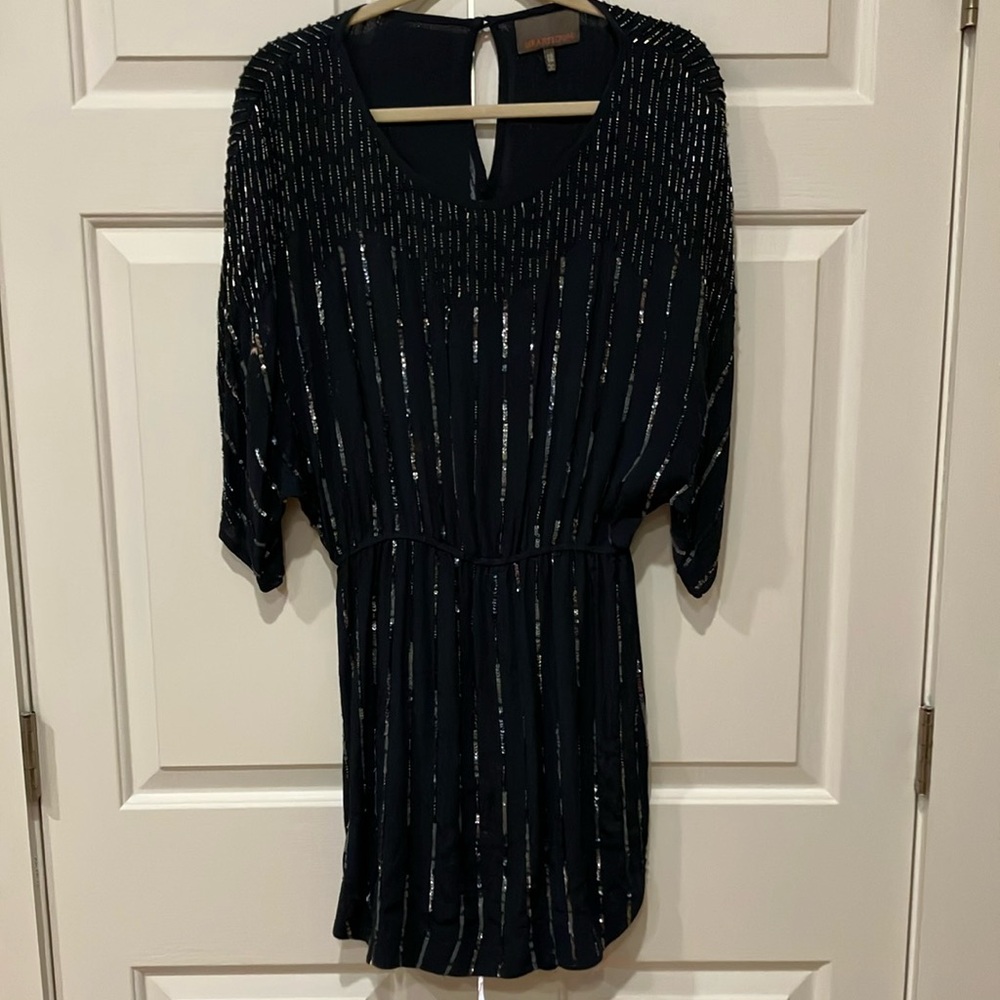 Heartloom Black Mini Dress with beading.